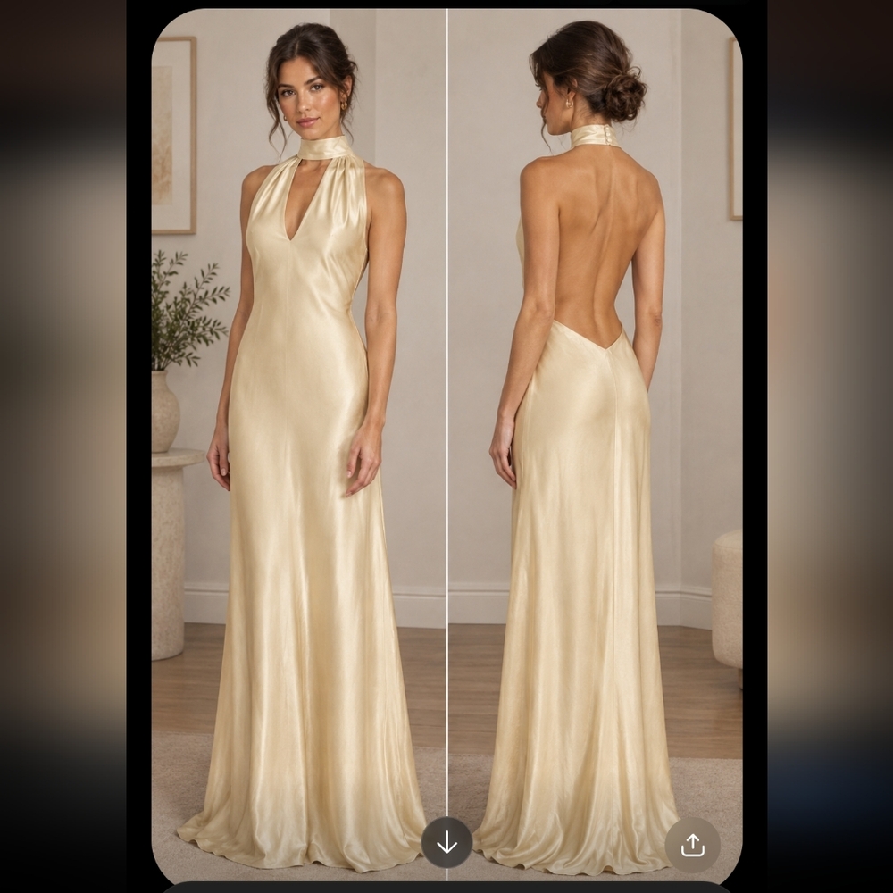 SHOW ME YOUR MUMU SIZE MEDIUM Elegant Cream Evening Gown